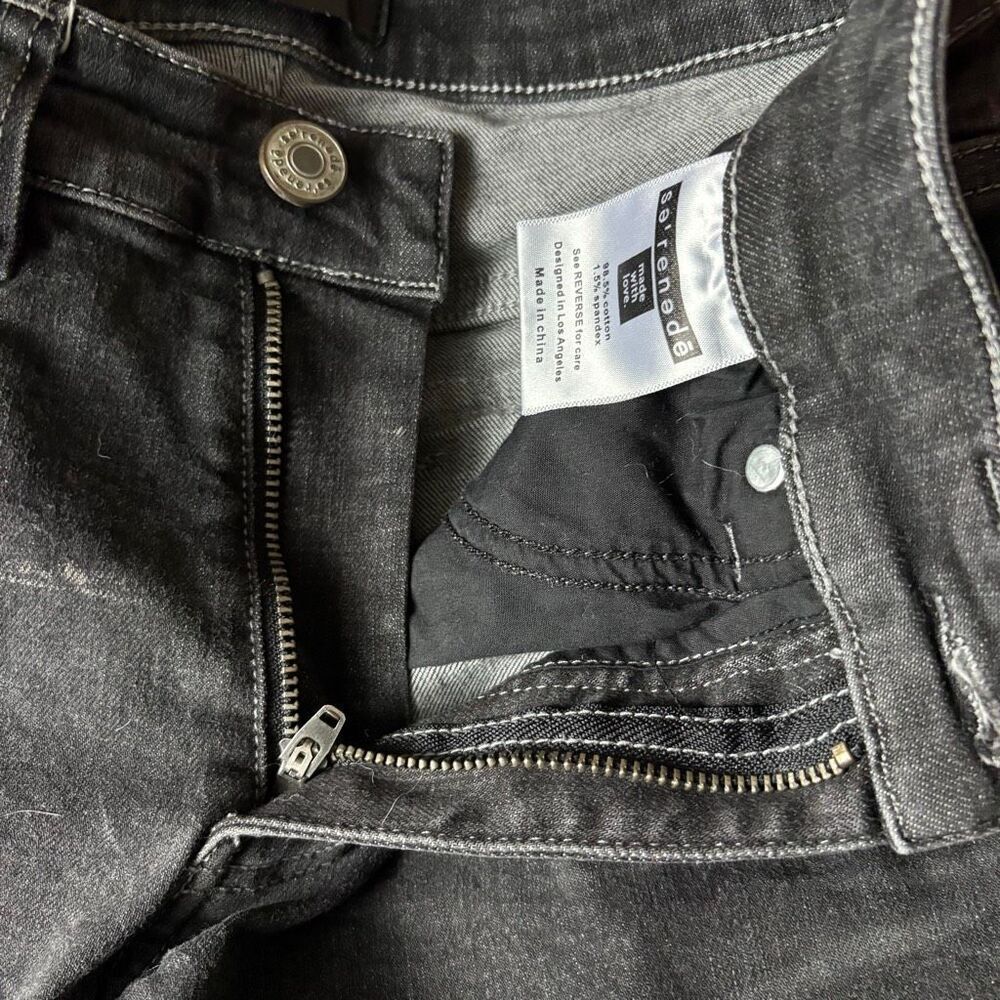 Serenede 28 Black Cargo Skinny Jeans Turquoise Patches Bungees Sporty Edgy Punk - Picture 9 of 14